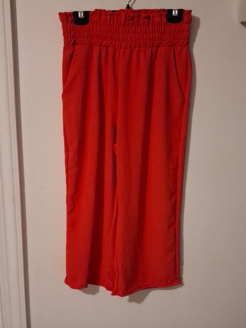Ashley Blue Orange Wide-Leg Smocked-Waist Pants